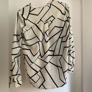 Cream white and black striped blouse